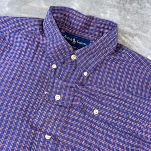 Ralph Lauren Classic Fit Plaid Check Button Down Shirt Red Pony Logo Men's L